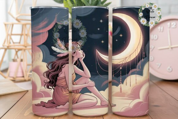Download Dreamy Moon Girl 20oz Tumbler Wrap - Dreamy moon Collection