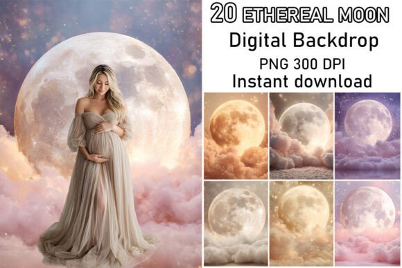 Download Ethereal Dreamy Moon Digital Backdrops - Dreamy moon Collection