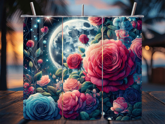 Download Dreamy Moon and Roses Tumbler Wrap - Dreamy moon Collection