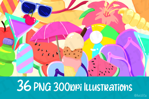 Download Hot Summer Illustrations - 36 PNG's - Summer illustrations Collection
