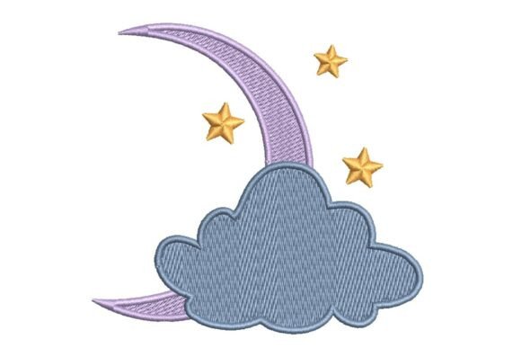 Download Dreamy Moon and Cloud with Stars Embroidery Design - Dreamy moon Collection