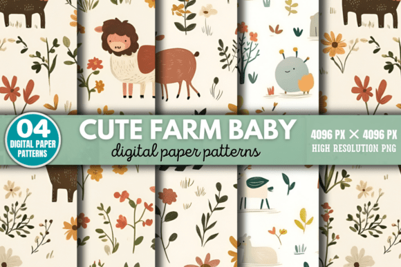 Download Cute Farm Baby Pattern Digital Pattern 5 - Premium Bundle