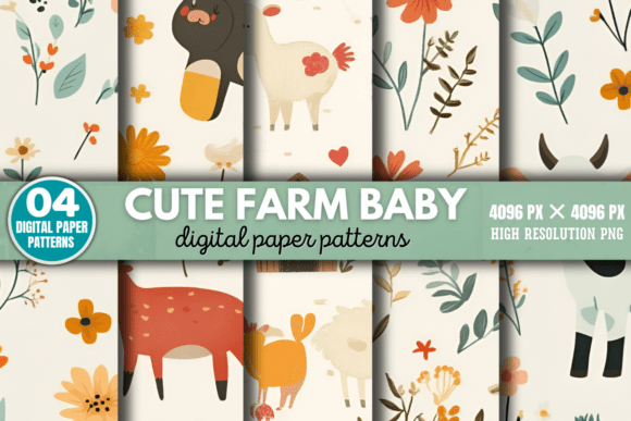 Download Cute Farm Baby Pattern Digital Pattern 4 - Premium Bundle