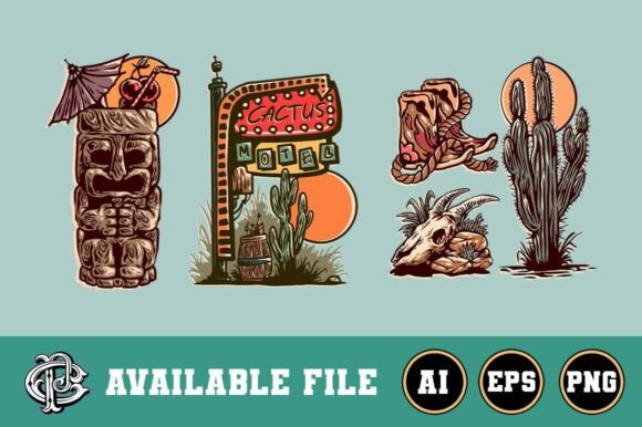 Download Cowboy Summer Illustrations Bundle - Summer illustrations Collection