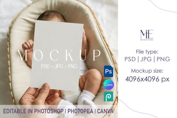 Download Newborn Invitation Mockup, Kids Card PSD - Psd Collection