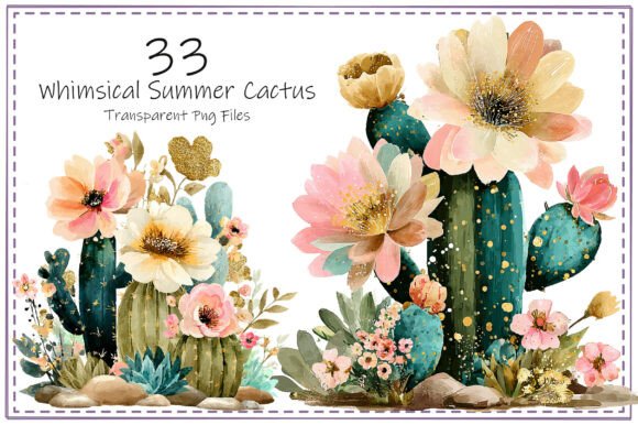 Download Whimsical Summer Cactus Clipart Bundle - Cactus clipart Collection