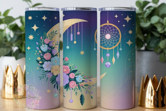 Download Dreamy Moon Floral Dreamcatcher Tumbler - Dreamy moon Collection