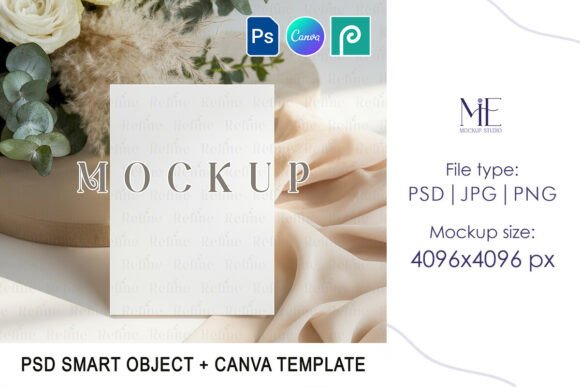 Download Wedding 5x7 Invitation Mockup PSD Canva - Psd Collection